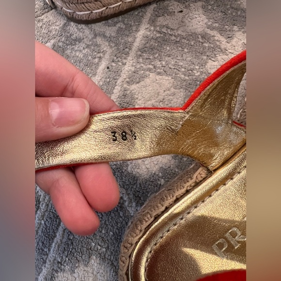 Authentic PRADA Red Espadrille Slide Wedges Sandal - Picture 7 of 8